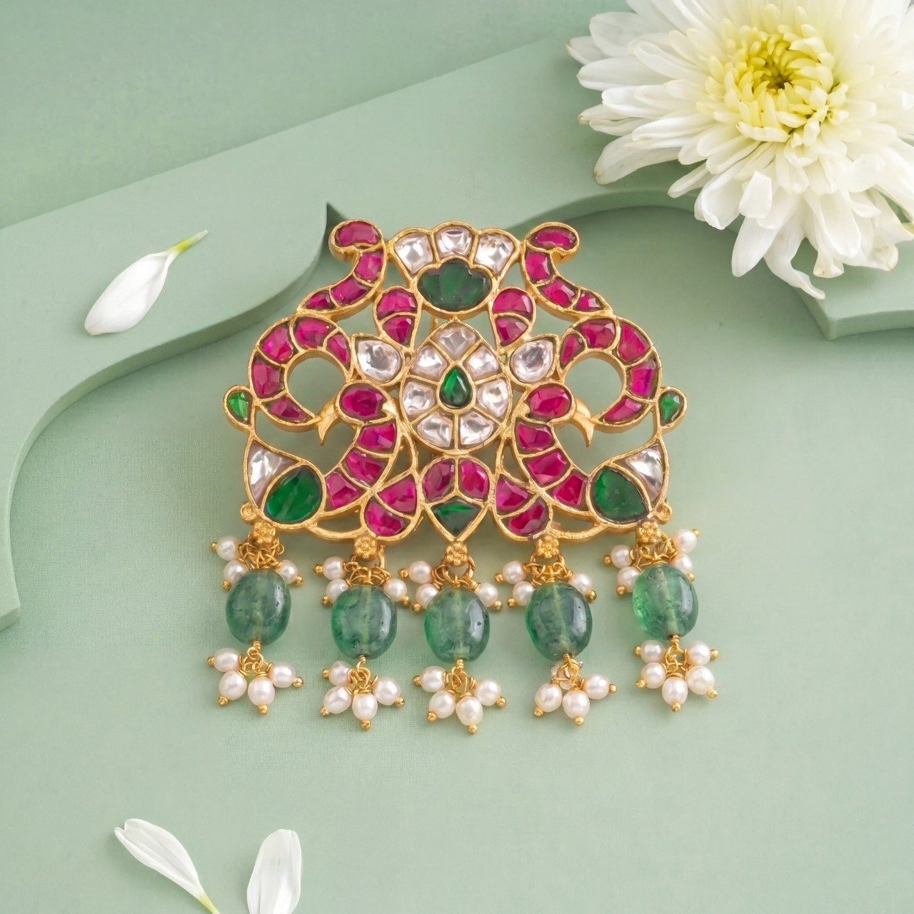 Unique Peacock Structure Jadau Kundan Pendant