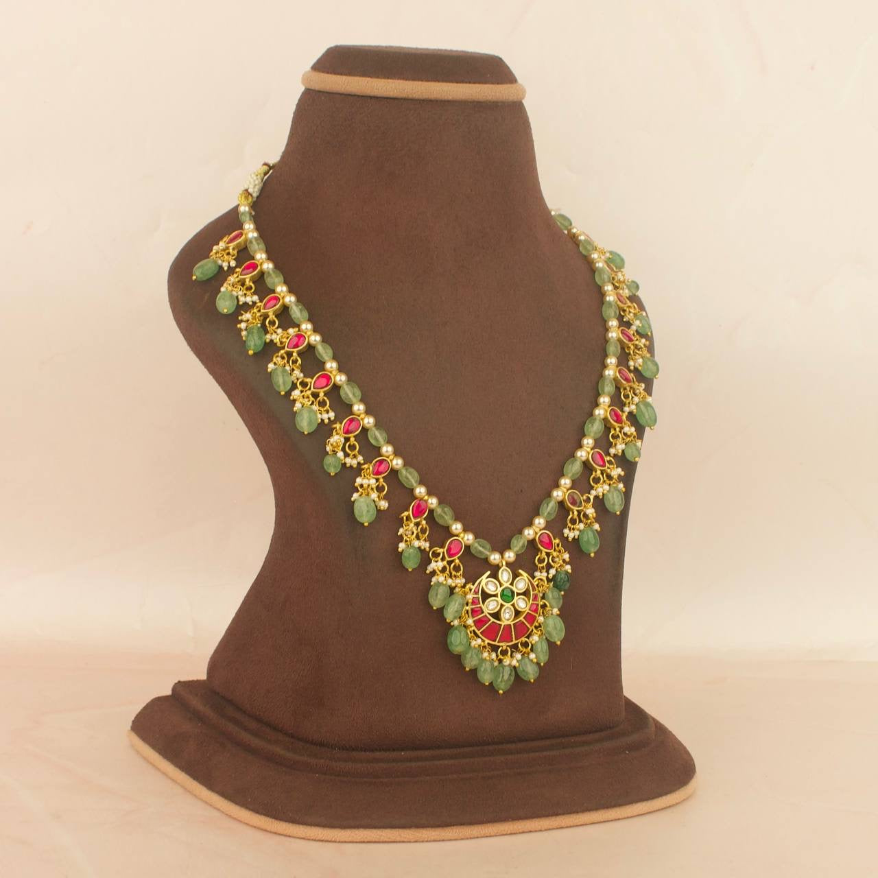 Floral Design Jadau Kundan Sleek Chain Necklace