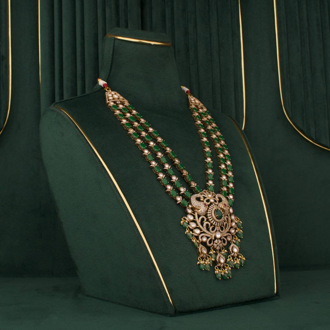 Bridal Layer By Layer Victorian Polki Necklace With Matching Earrings