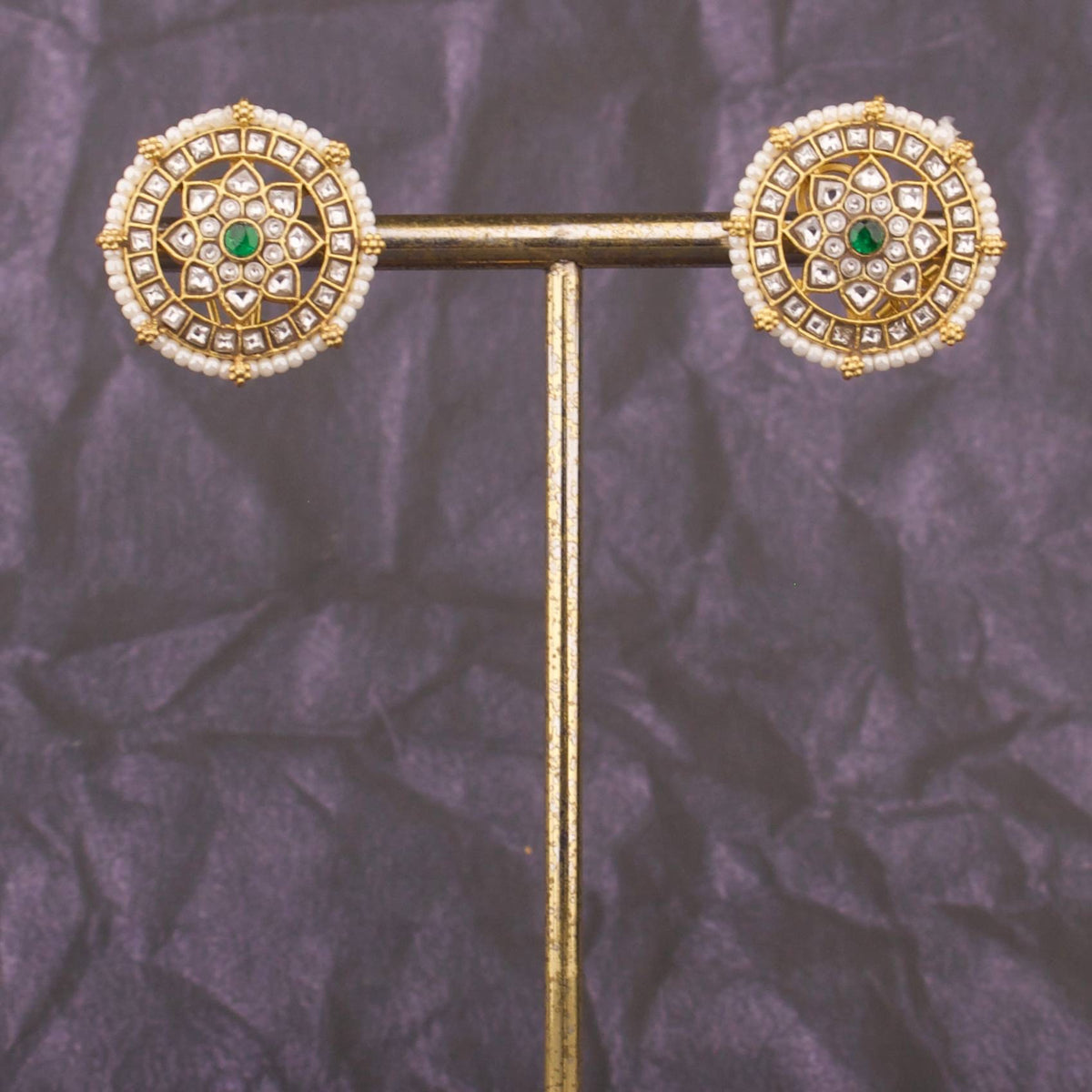 Phool Design Jadau Kundan Stud Earrings