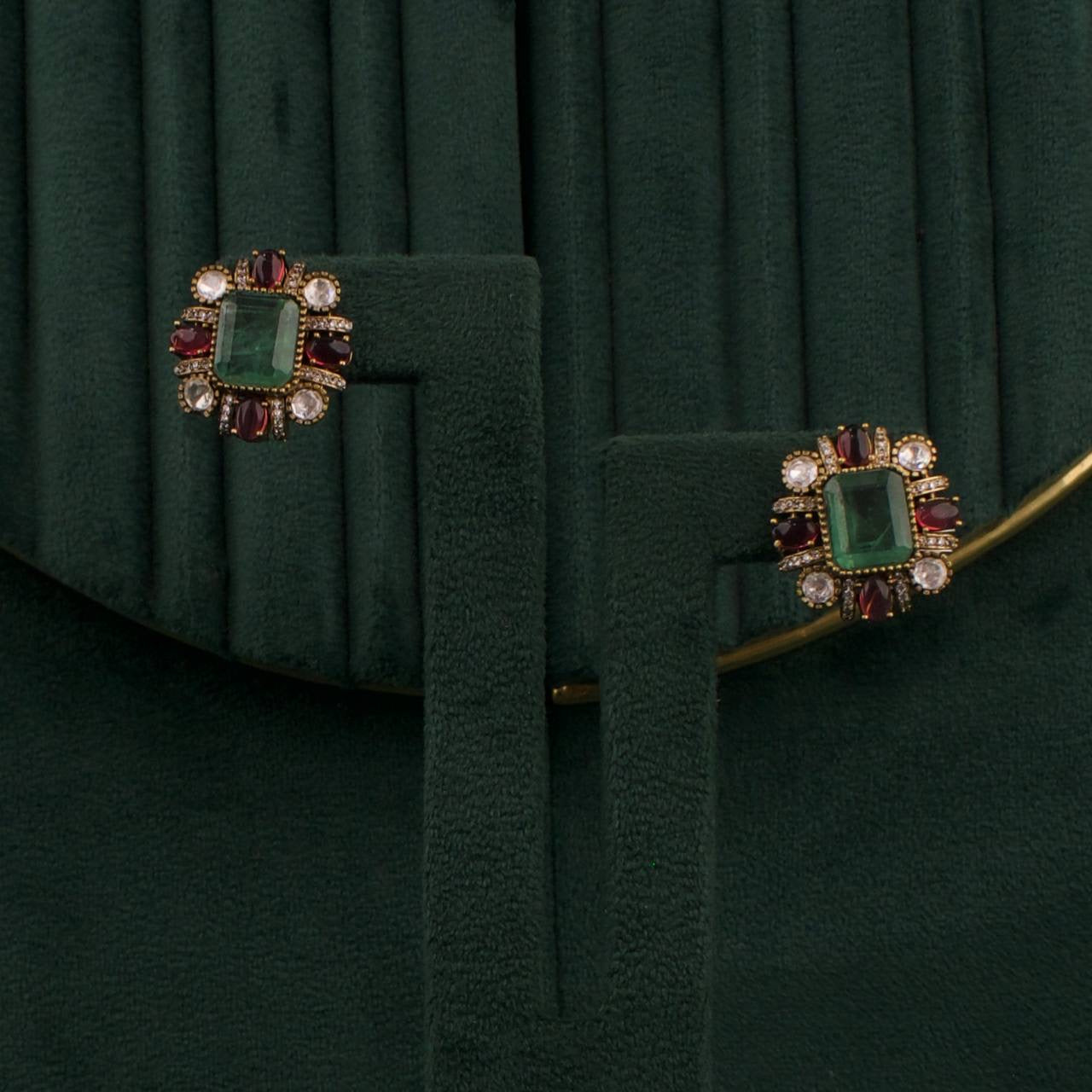 Elegant Victorian Cz Necklace With Studs