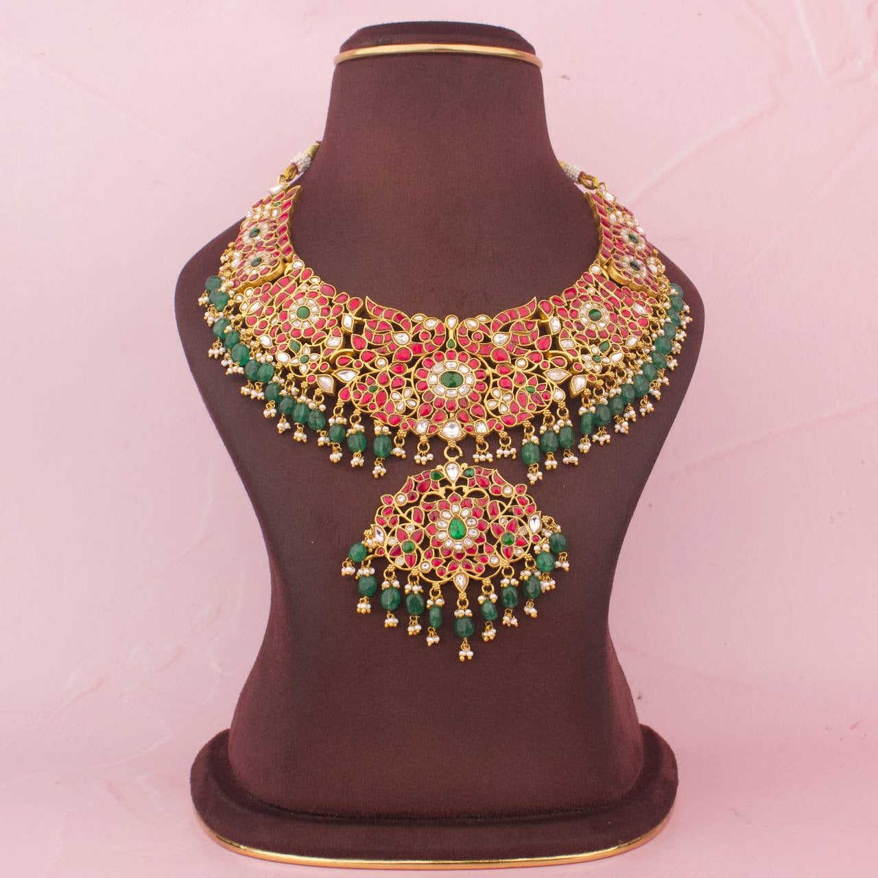 Exclusive Jadau Kundan Peacock Necklace With Locket