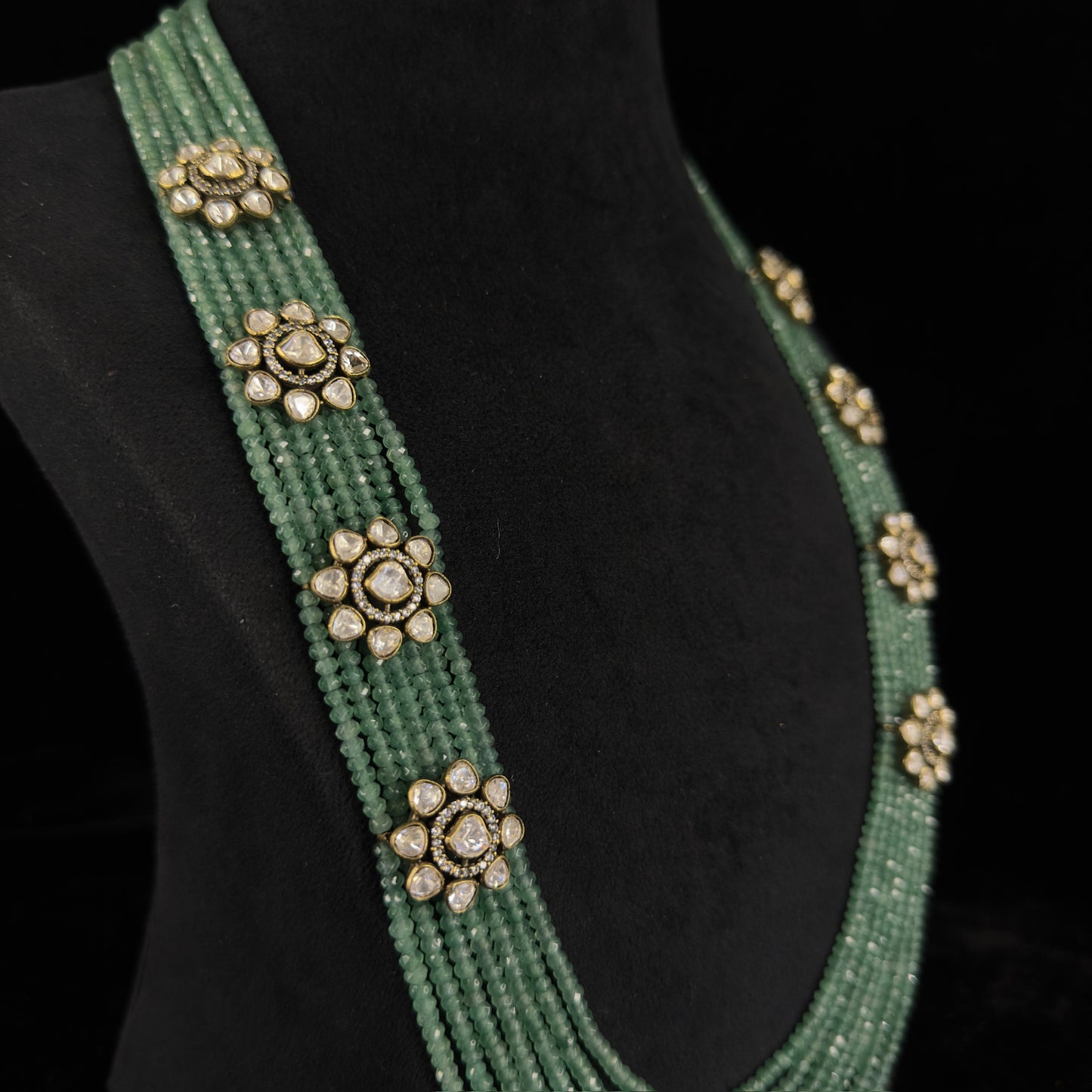 Gorgeous Beads Mala Set with Polki & Zircon stones