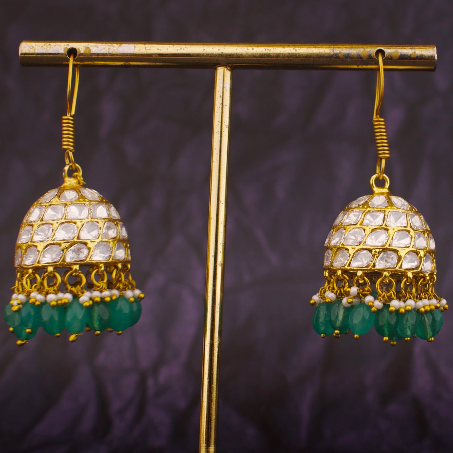 Captivating Moissanite Polki Jhumki Earrings
