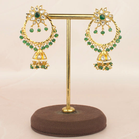 Light Weighted Jadau Kundan Chandbali Earrings