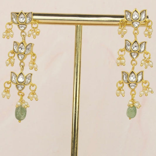 Multi Step Floral Jadau Kundan Hanging Earring