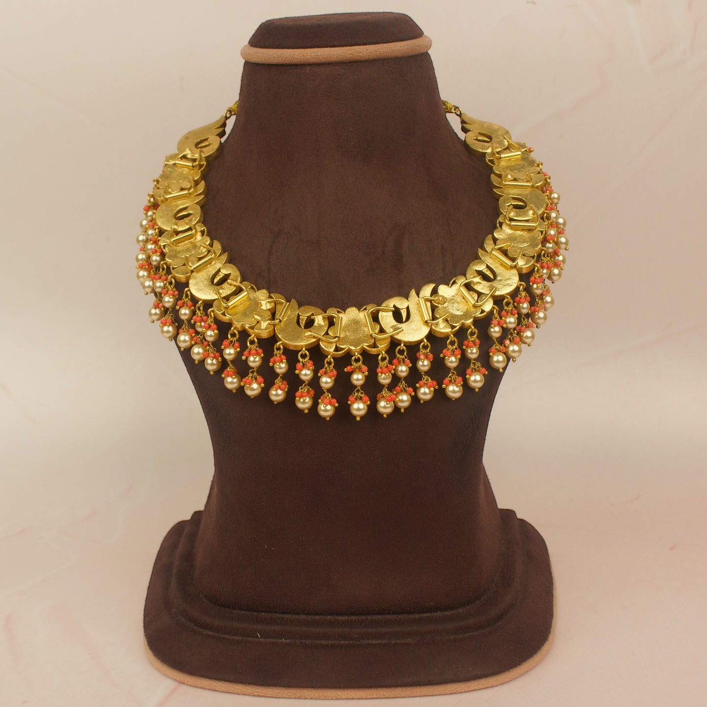 Unique Jadau Kundan Coral Necklace Set