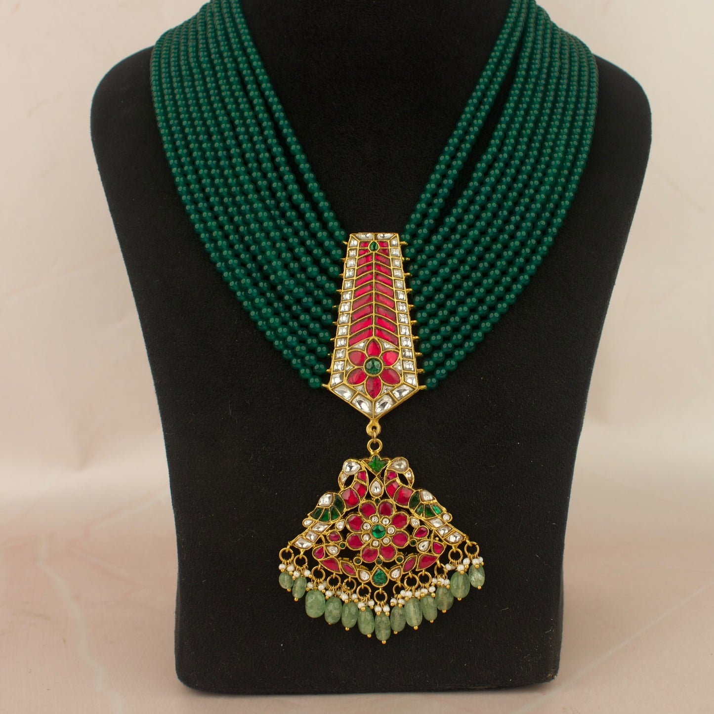 Bridal Flower Design Jadau Kundan Beads Haram