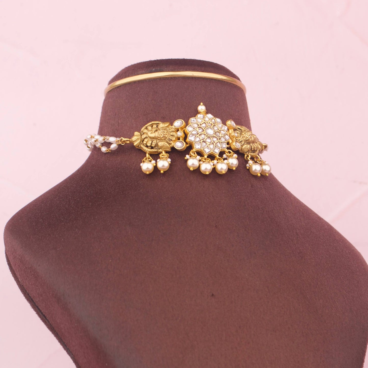 Antique Jadau Kundan Choker With Pearl Drops