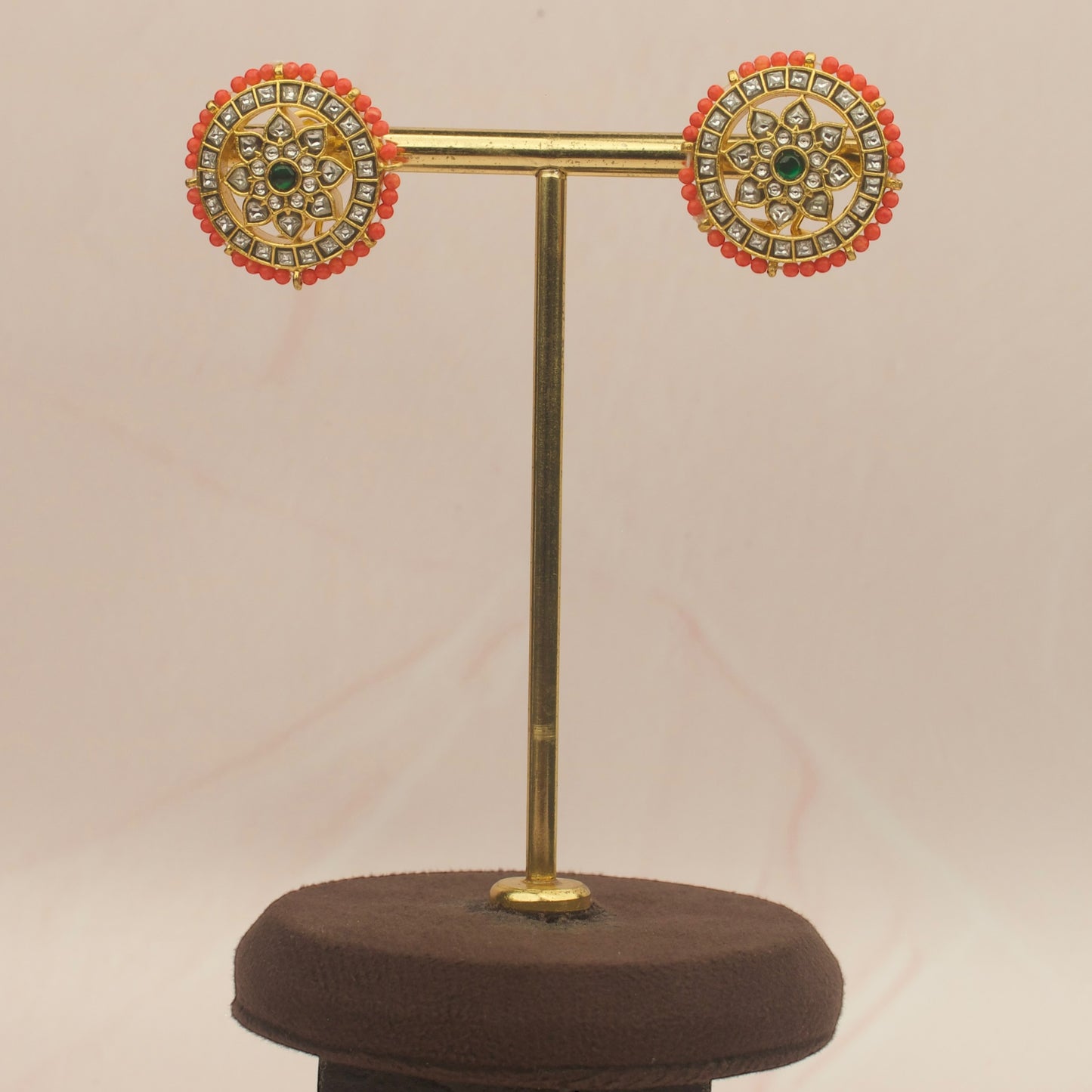 Jadau Kundan Coral Studs