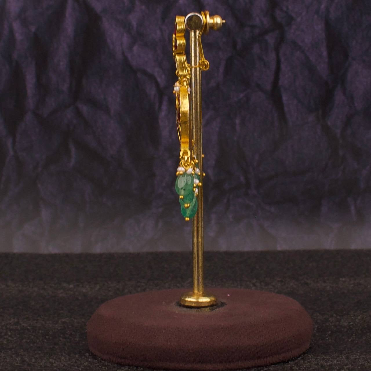 Floral Studded Peacock Chandbali Design Earrings