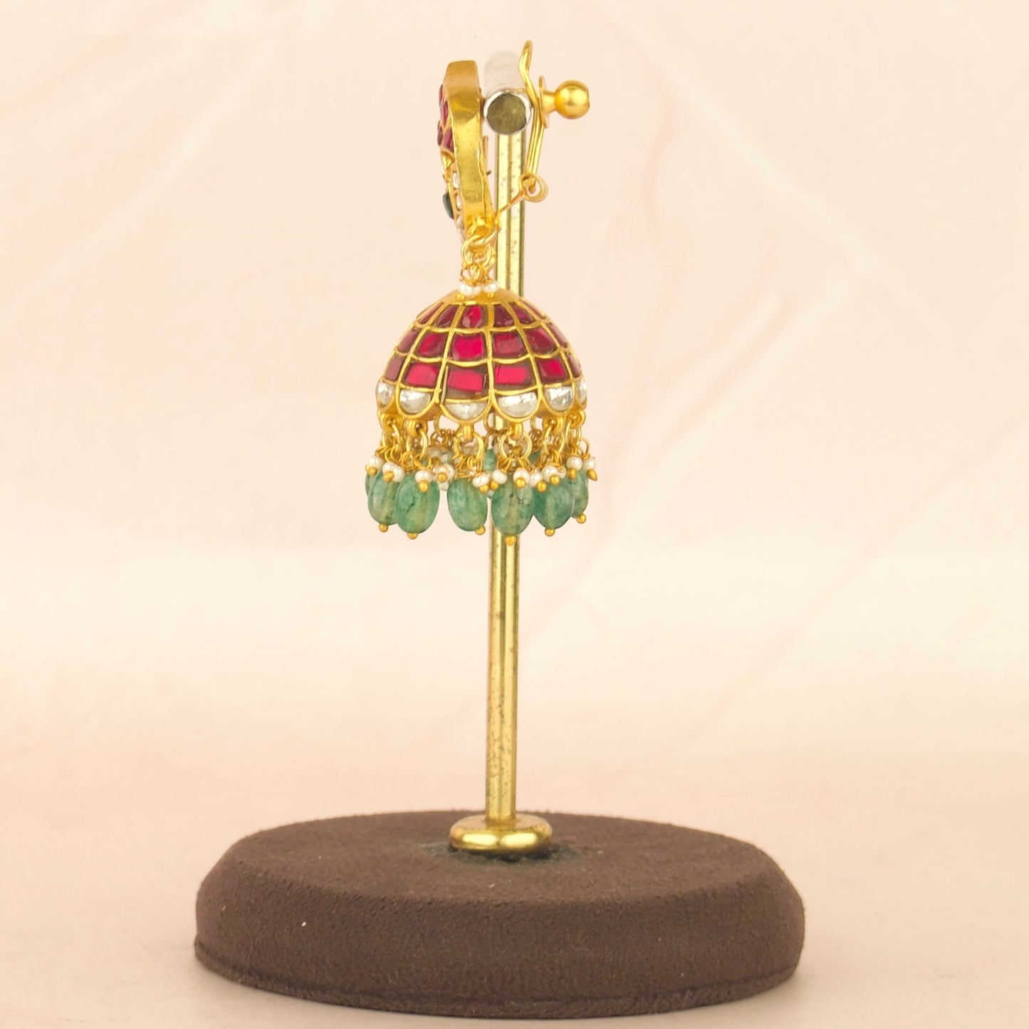 Beauteous Peacock Design Studded Jadau Kundan Jhumki