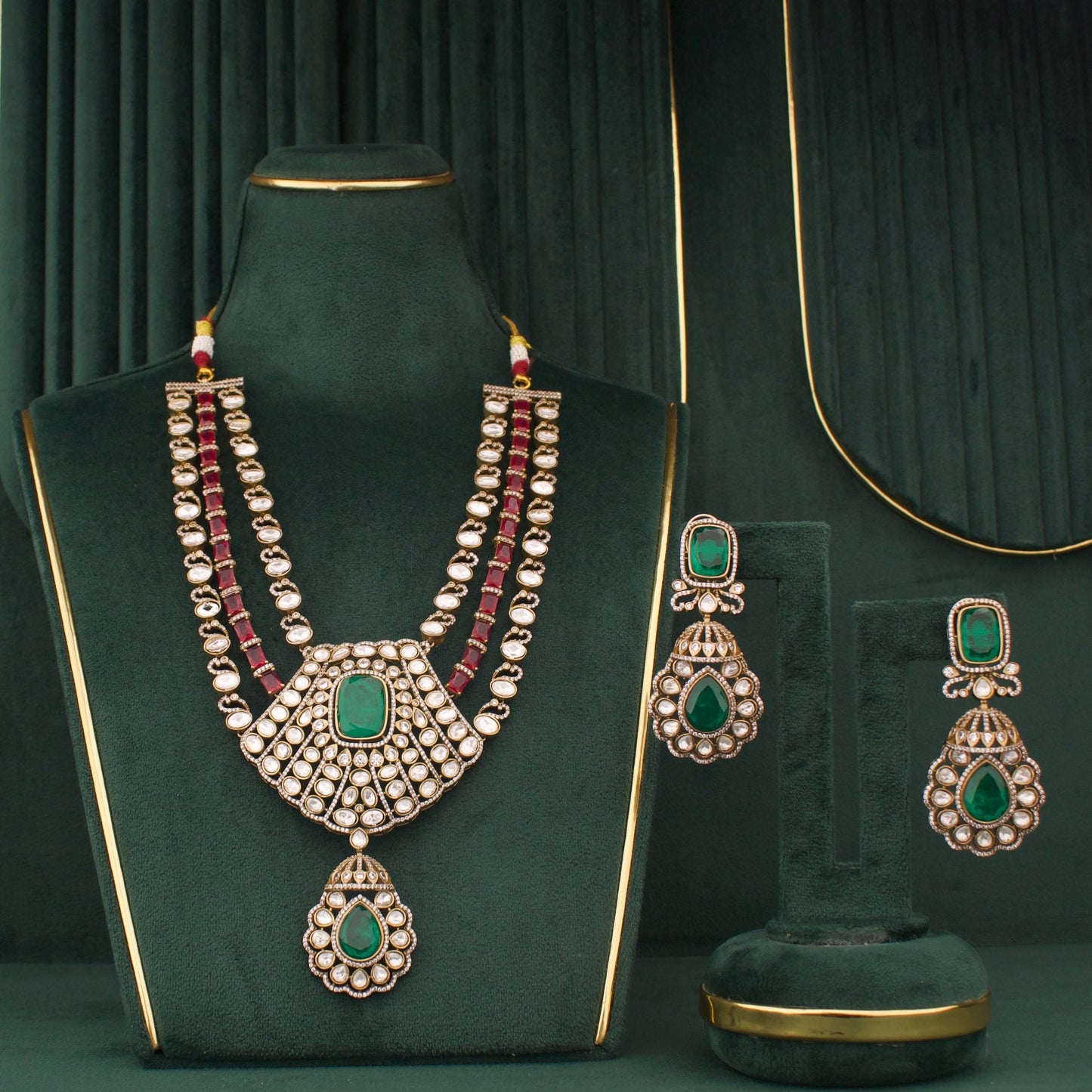 Sabyasachi Inspired Royal Polki Layer Haram With Earrings
