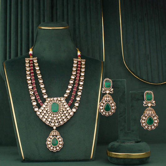 Sabyasachi Inspired Royal Polki Layer Haram With Earrings