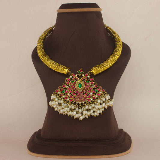 Royal Jadau Kundan Kanti Necklace with Ricepearls