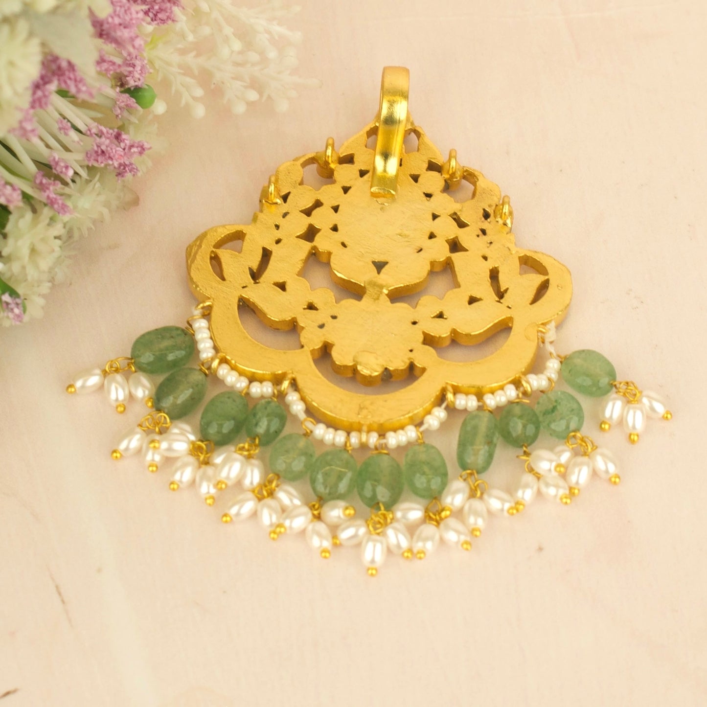 Refined Jadau Kundan Locket With Guttapusalu Hangings