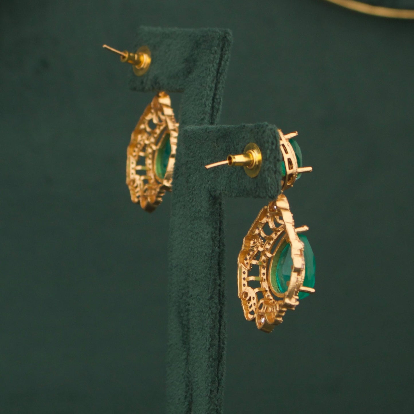 Radiant Victorian Necklace Set With Matching Earrings Styling Angle View 5 - Dulhan Jewels