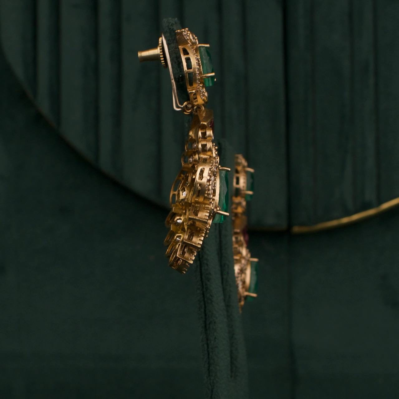 Victorian Kundan Moissanite Polki Necklace Set With Matching Earrings