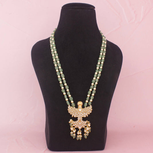 Regal Jadau Kundan Gandaberunda Beads Mala
