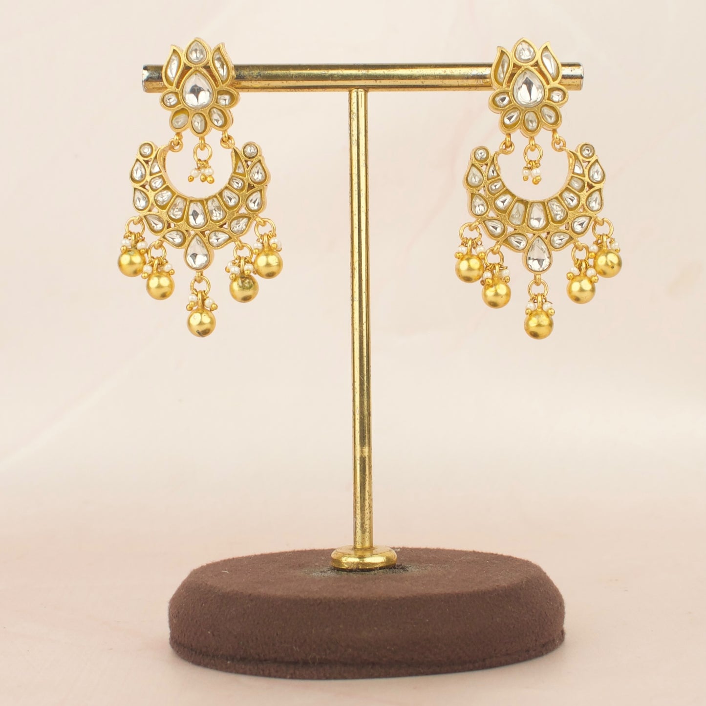 White Kundan Chandbali Earrings