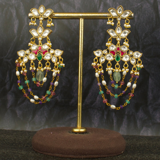 Opulent Lotus Design Step By Step Jadau Kundan ChandBali Earrings