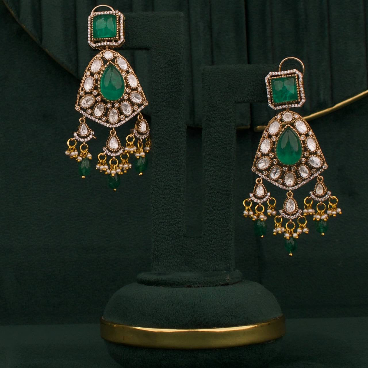 Bridal Victorian Polki Choker Set With Matching Earrings And Maangtika