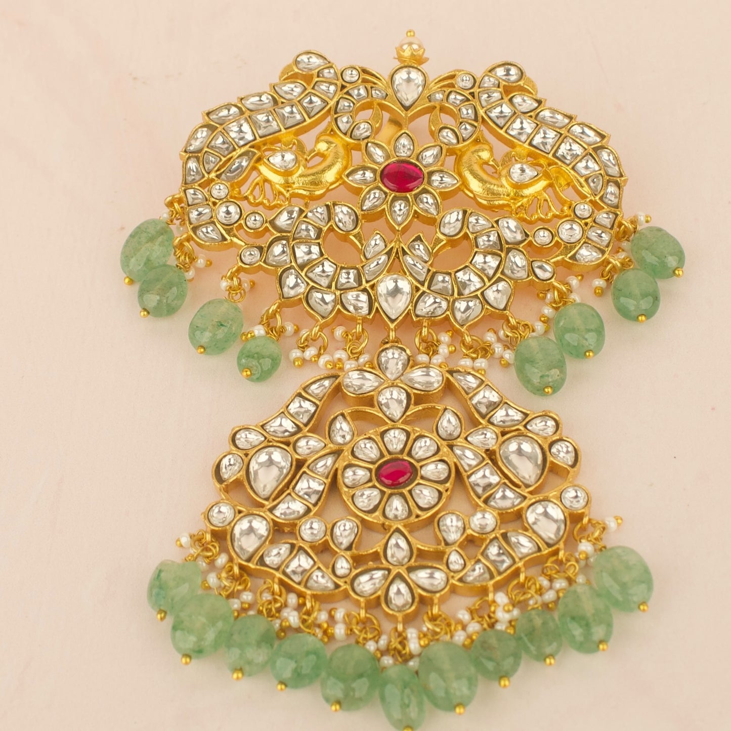 Jadau Kundan double Locket with bead Hanging