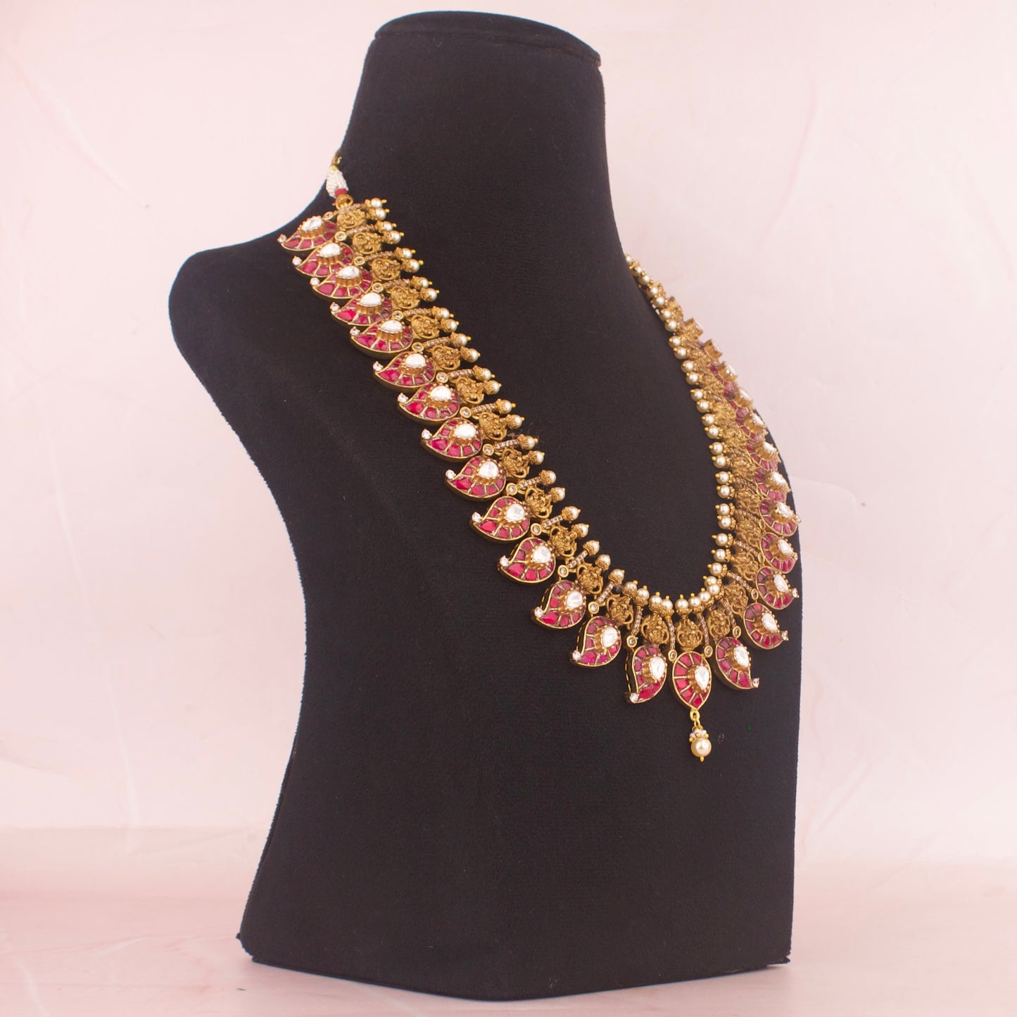 Antique Jadau Kundan Traditional Necklace Set With Matching Earrings - DULHAN JEWELS