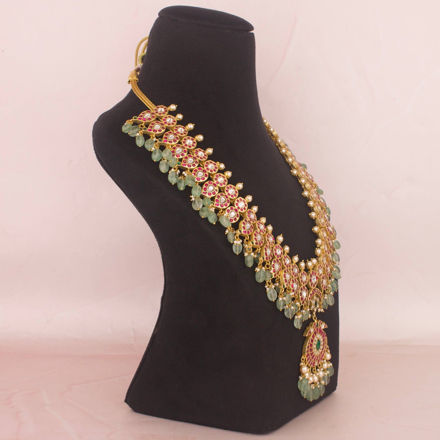 Traditional Jadau Kundan Mango Haram With Beads Droplet