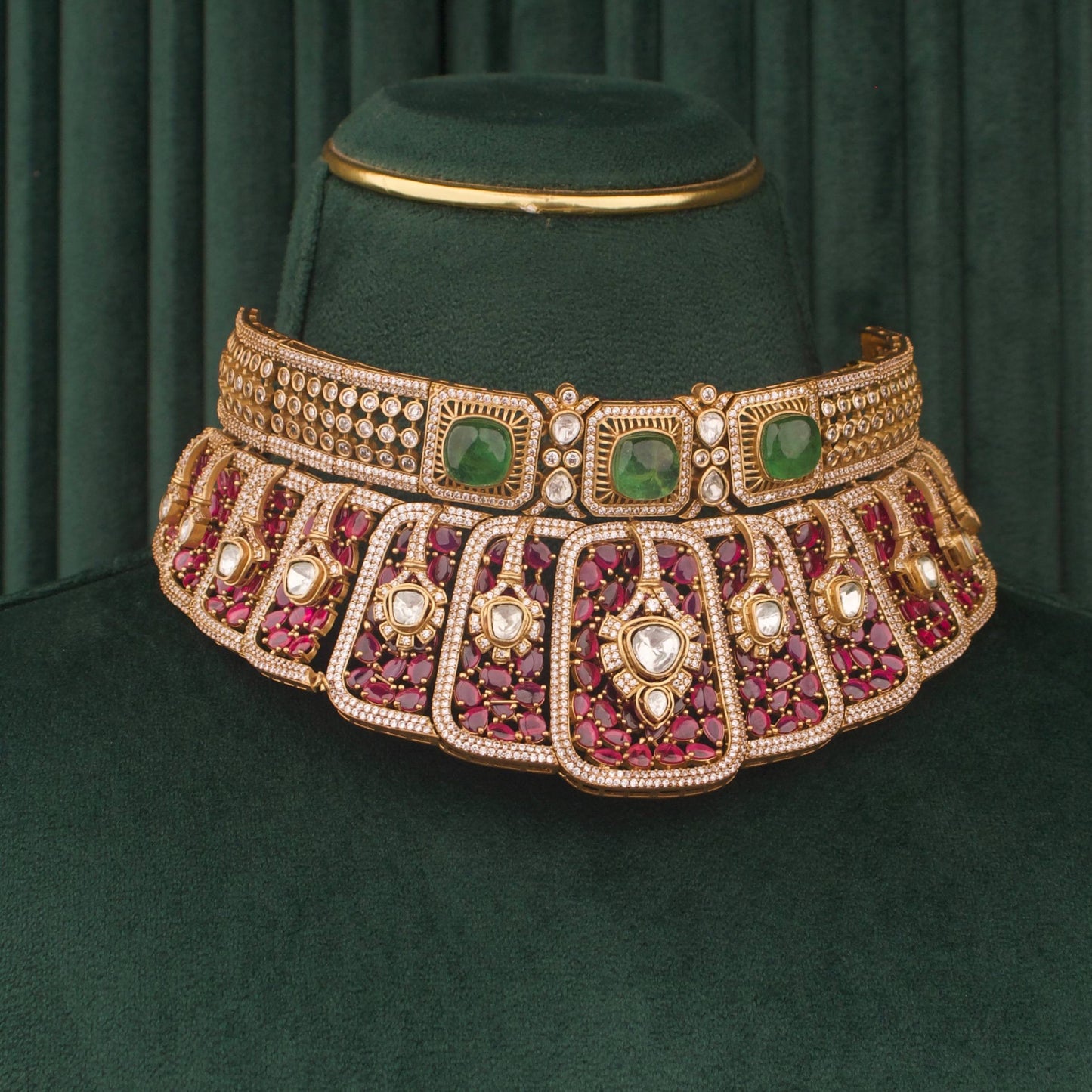 Royal Choker Necklace Set With Designer Earrings