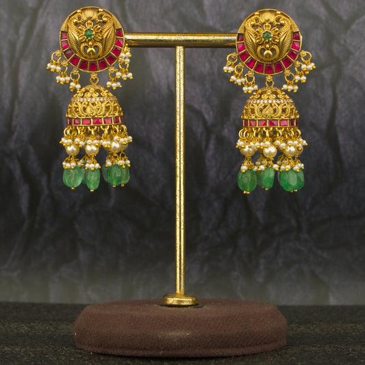 Lavish Jadau Kundan  Nakshi finish Jhumki Earrings