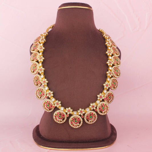 Elegant Jadau Kundan Bottumala Necklace with Circular Motifs