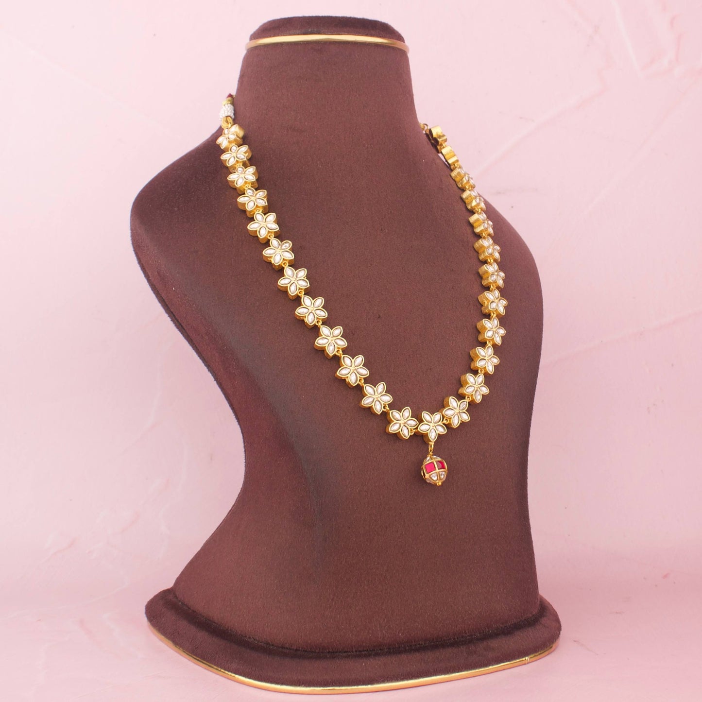 2-in-1 Reversible Floral Design Jadau Kundan Necklace