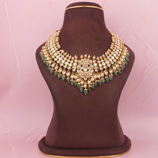 Majestic Jadau Kundan White Stones Necklace