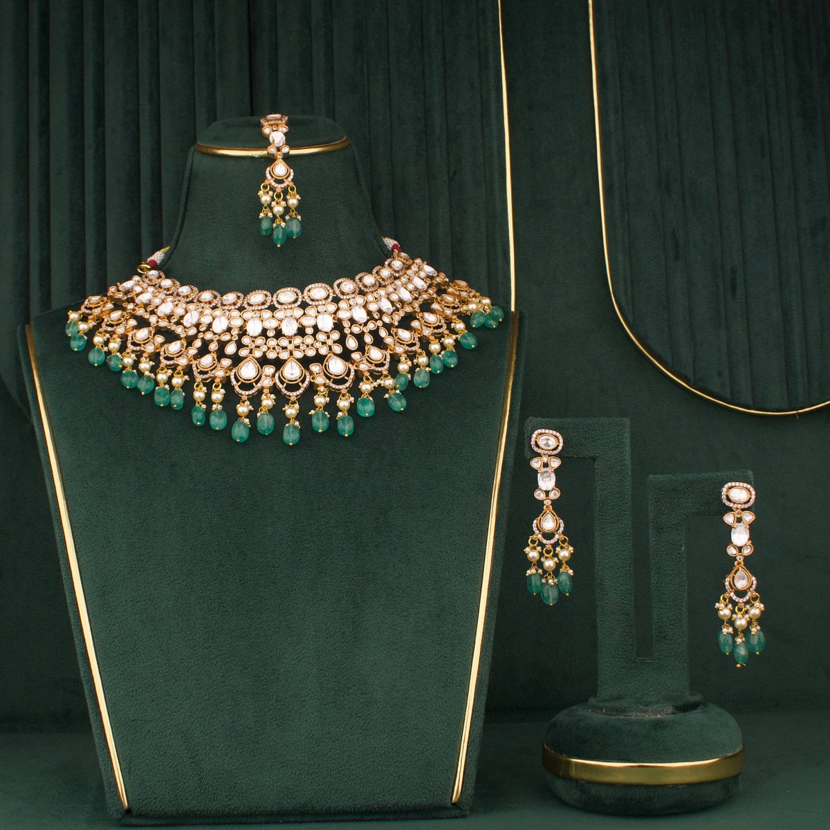 Radiant Bridal Victorian Choker With Earrings And Maang Tikka