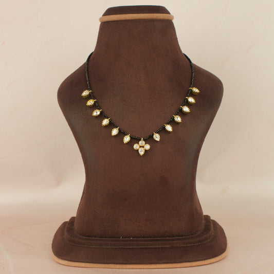 Black Crystal Polki Classic Chain Necklace