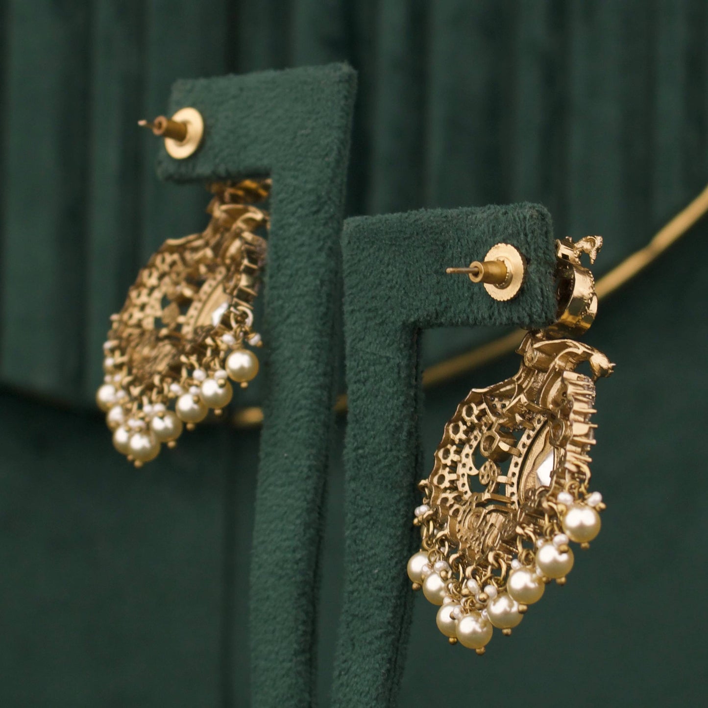 Designer Triple Layer Victorian Polki Necklace With Earrings