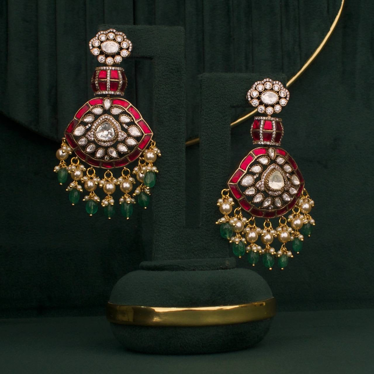 Traditional Fusion Kundan x Polki Necklace Set With Earrings