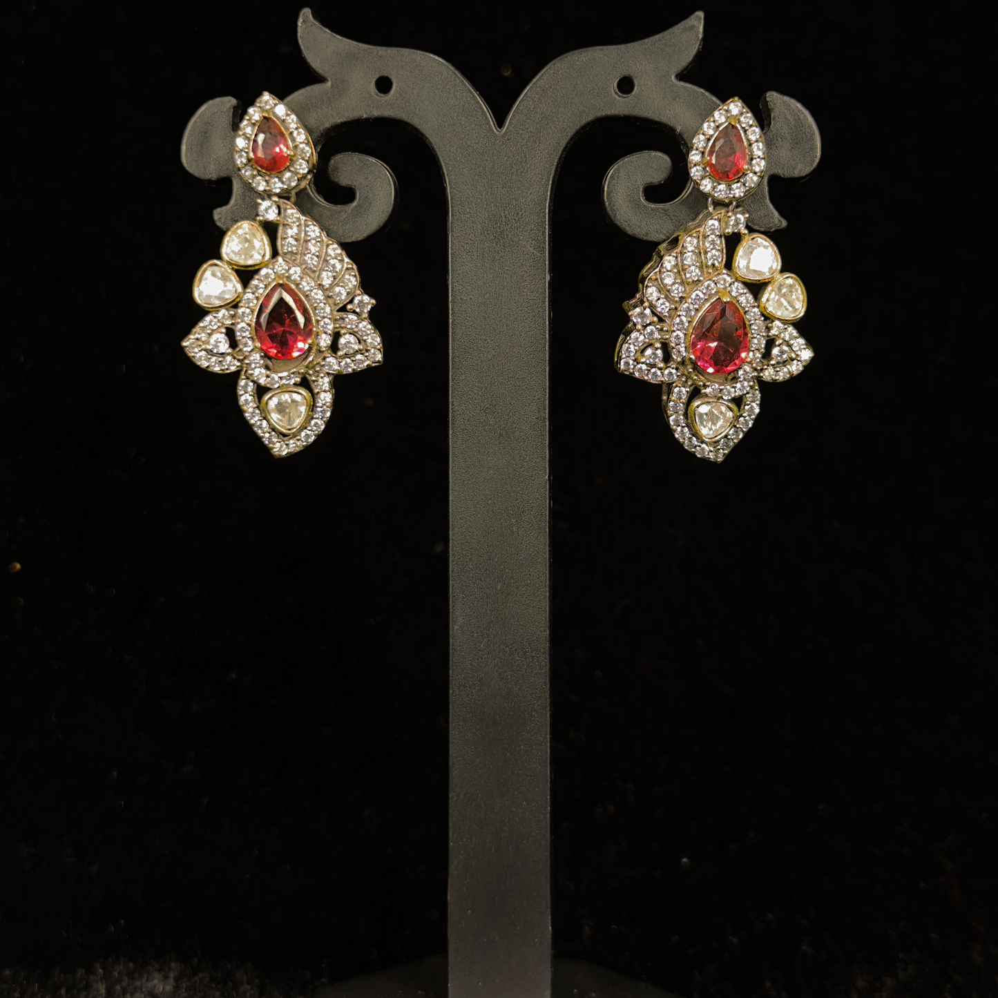 Exquisite Victorian Pendant Set zircon & Polki Stones for Festive Wear