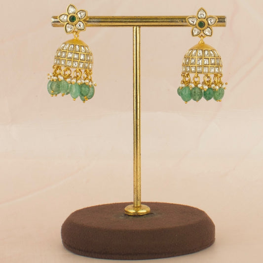 Elegant Floral Design Studded Jadau Kundan Jhumki