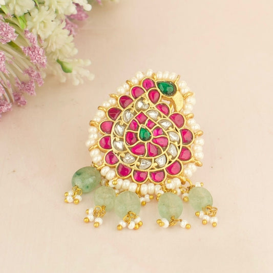 Dazzling Jadau Kundan Mango Peacock Design Locket