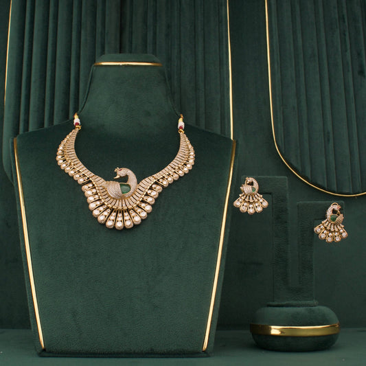 Stunning Victorian Peacock Necklace With Matching Earrings