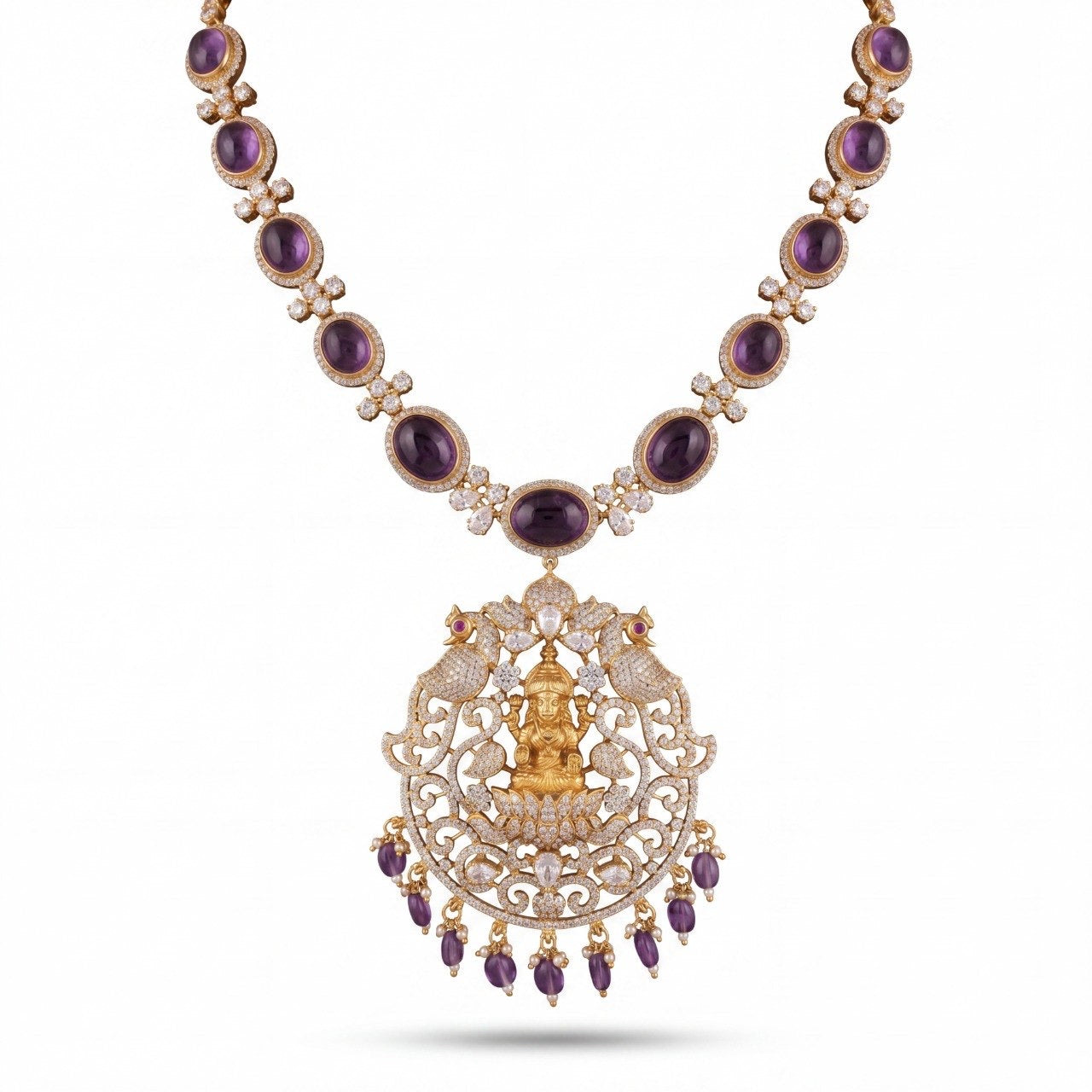 Temple Victorian Necklace set with Peacock Motifs