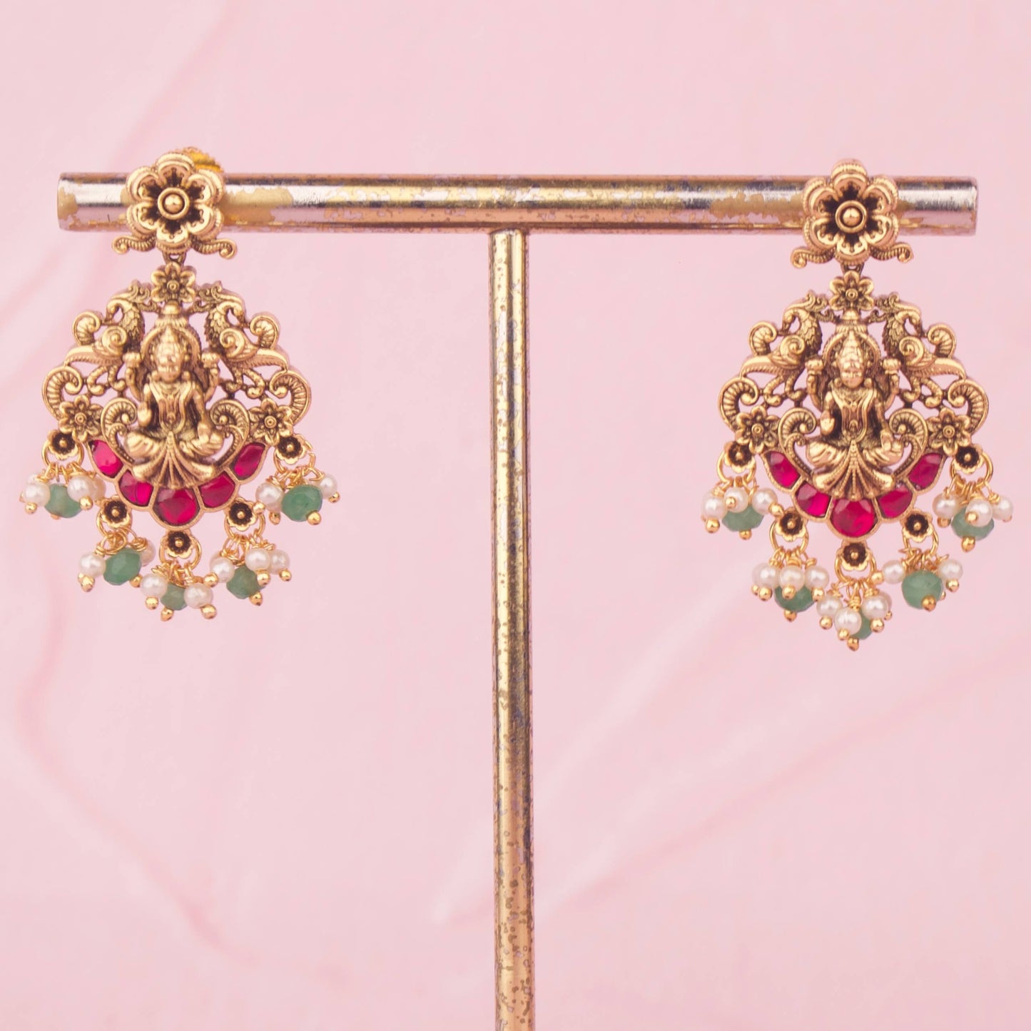 Traditional Nakshi Temple Necklace Set With Lakshmi Devi Pendant