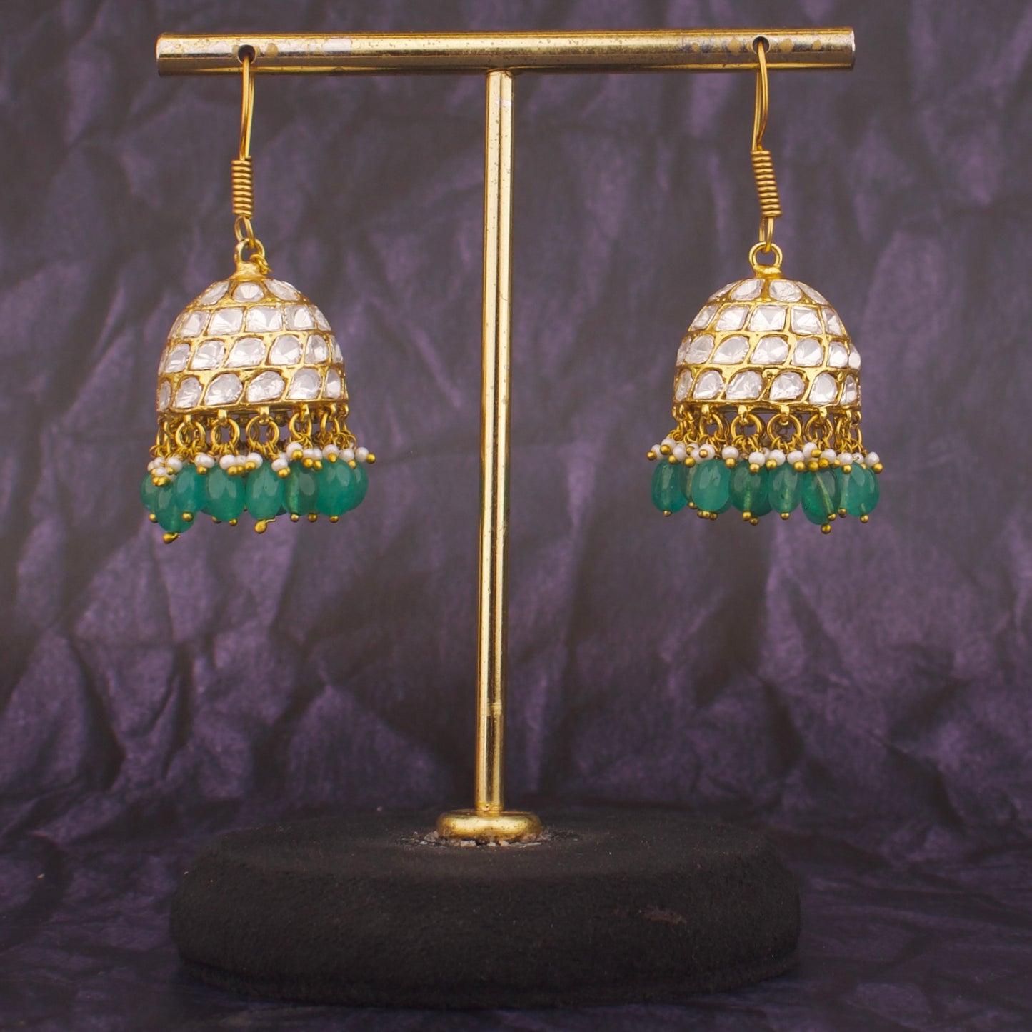 Captivating Moissanite Polki Jhumki Earrings