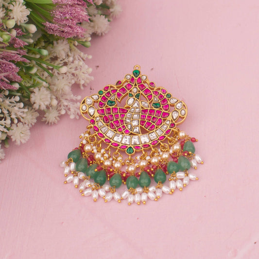 Peacock Design Jadua Kundan Stone Work Locket