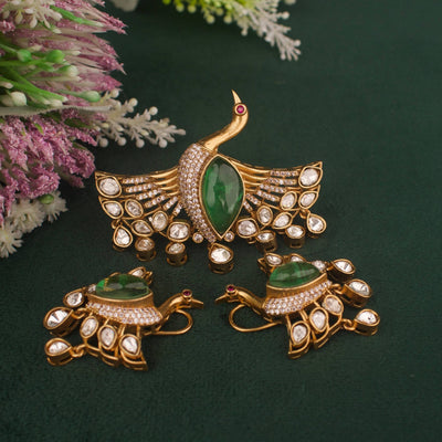 Royal Victorian Peacock Pendant And Earring Set