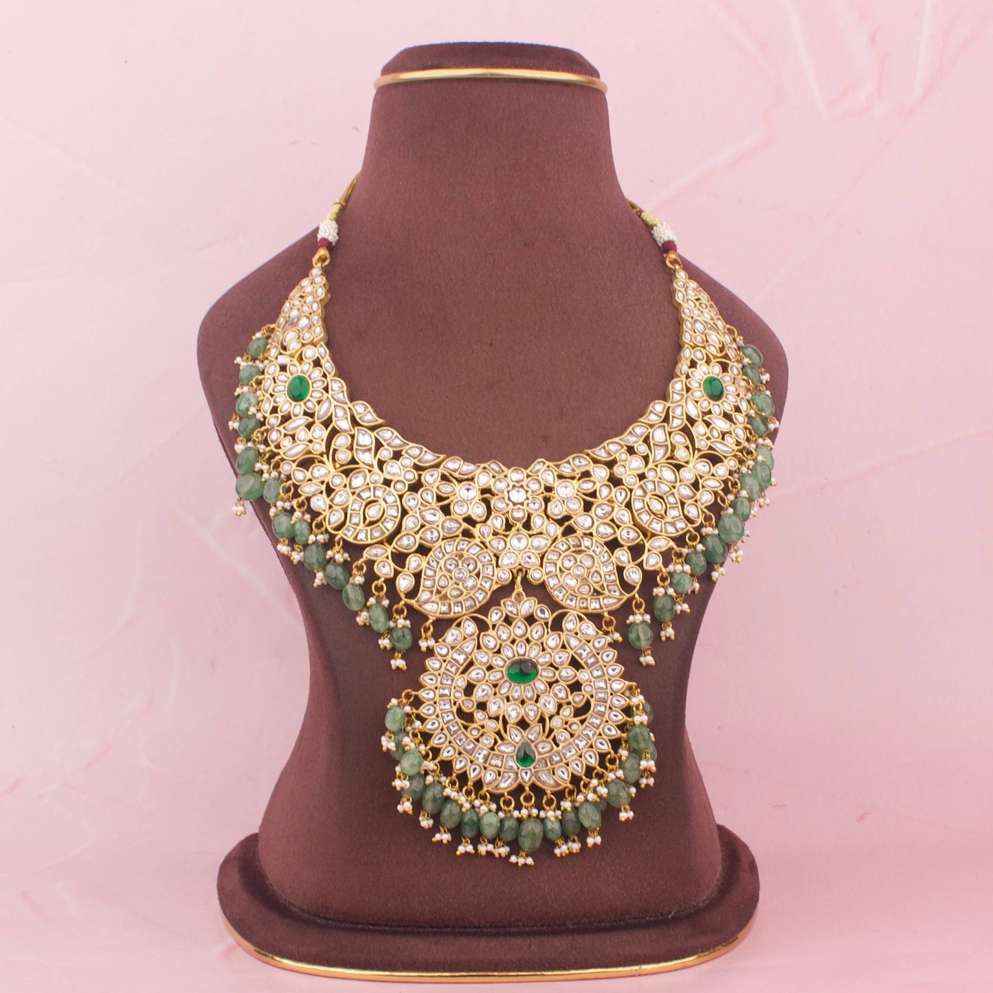 Bridal Edition Jadau Kundan Chand Locket Shaped Necklace - Premium Indian Ethnic Jewelry | Dulhan Jewels