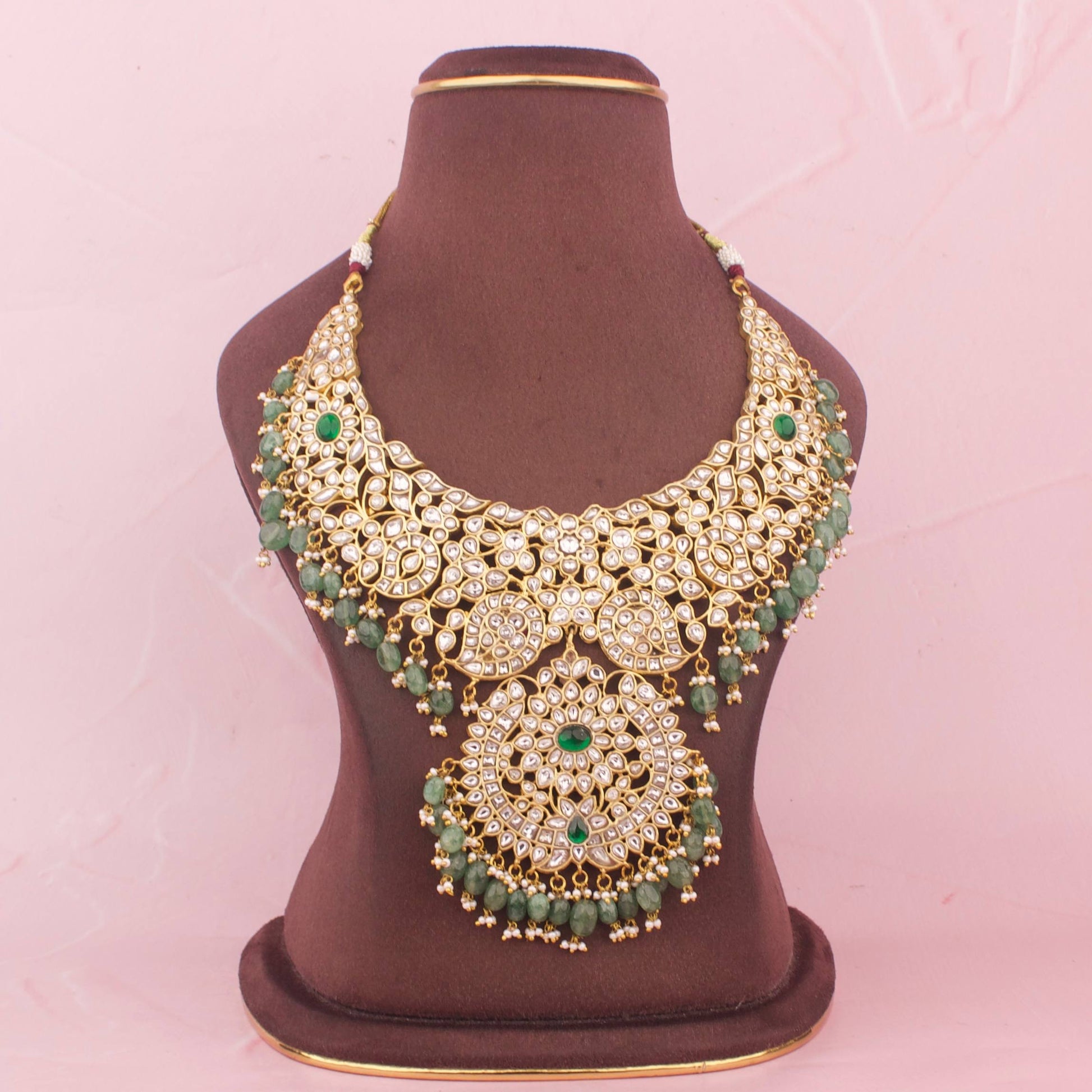 Bridal Edition Jadau Kundan Chand Locket Shaped Necklace - Premium Indian Ethnic Jewelry | Dulhan Jewels