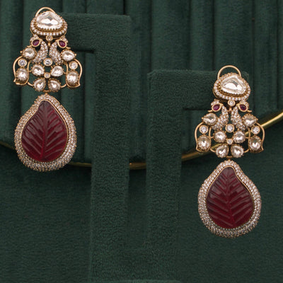 Peacock Design Victorian Polki Drop Earrings